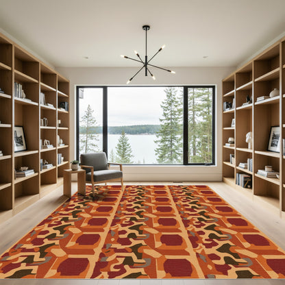 Terracotta Earthy Abstract Vertical Stripe Rug