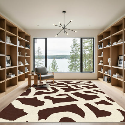 Brown Cream Bold Maze Rug