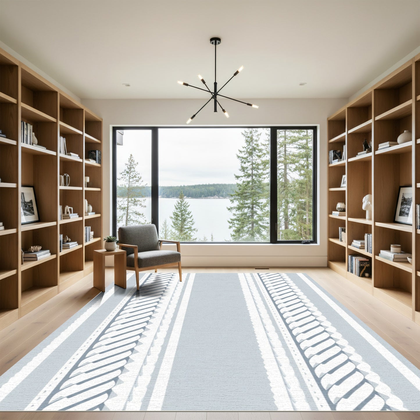Soft Blue Rope Stripe Rug