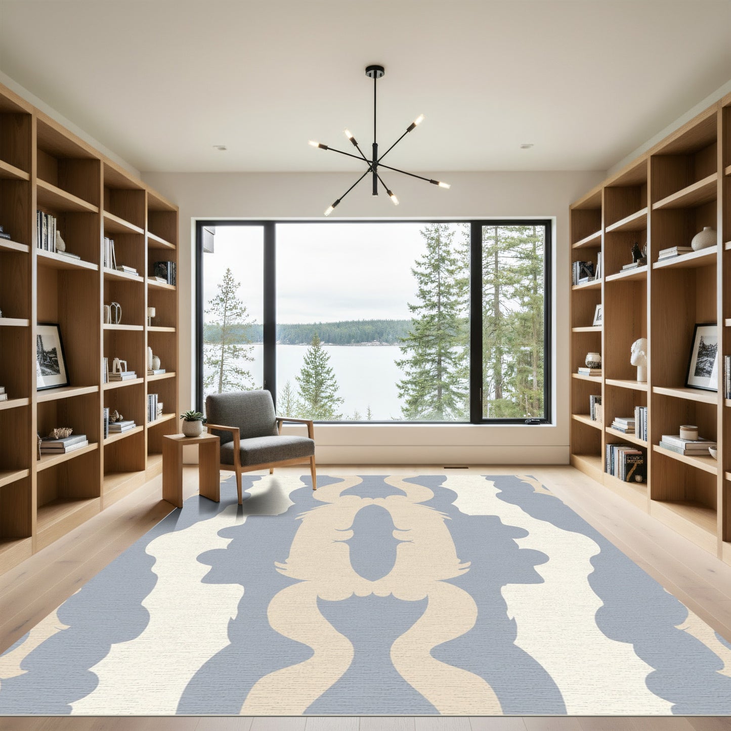 Pale Blue Cream Silhouette Stripe Rug