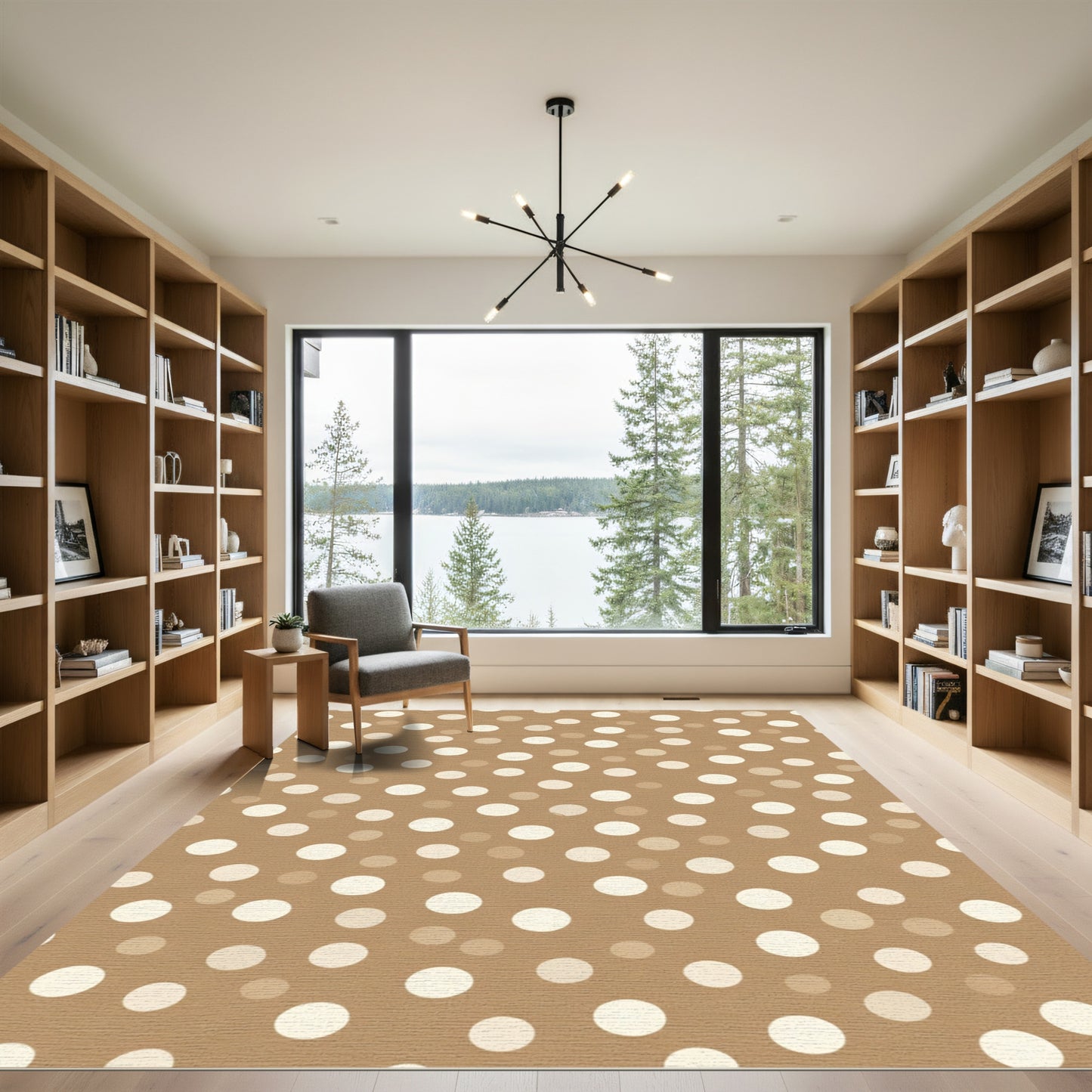 Neutral Tone Polka Dot Scatter Rug