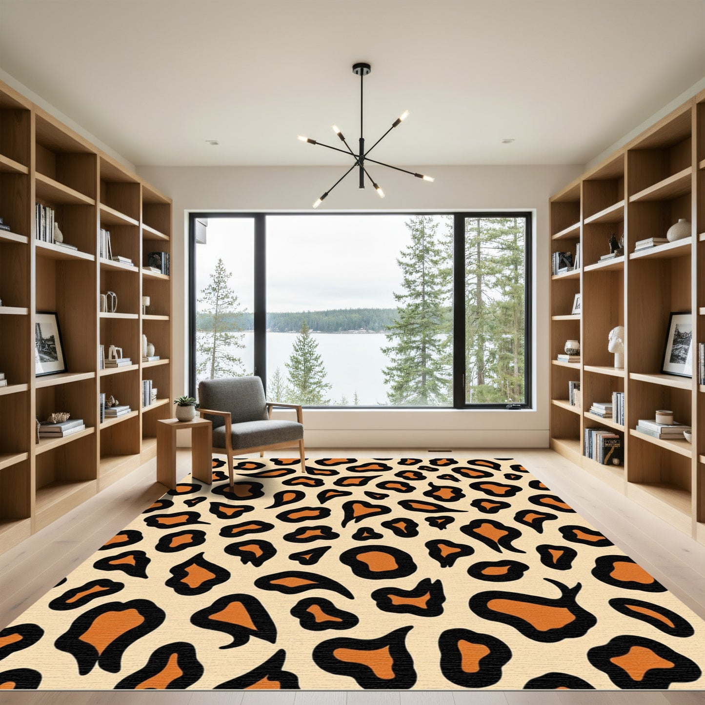 Wild Orange Black Cat Spots Cream Rug