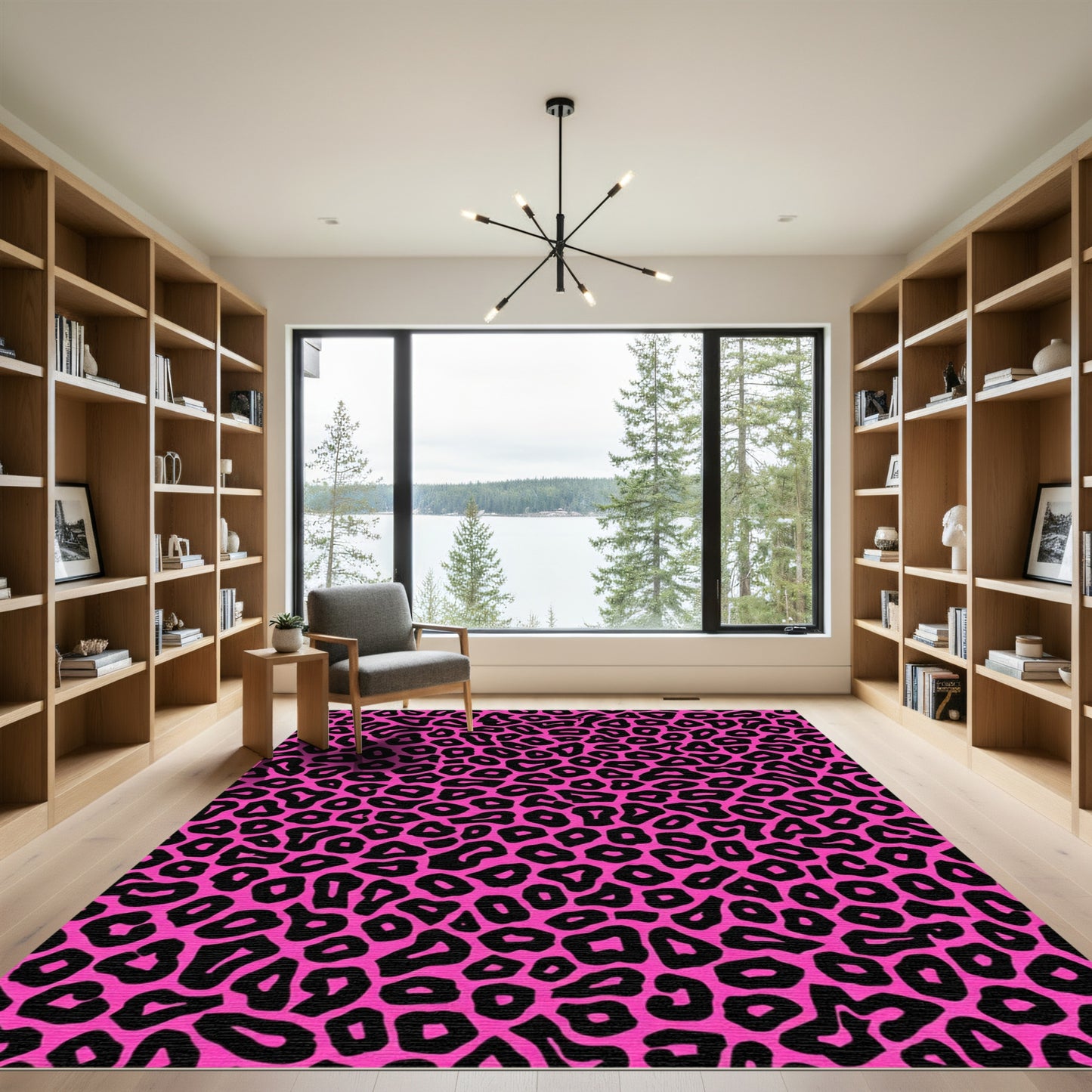 Bold Pink Leopard Spot Print Rug