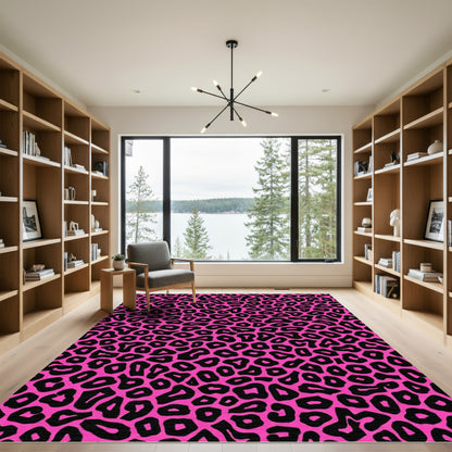 Bold Pink Leopard Spot Print Rug
