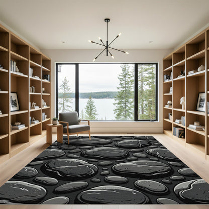 Dark Gray Smooth River Stone Rug