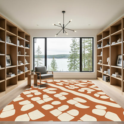 Earthy Terracotta Organic Grid Rug