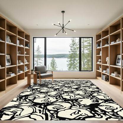 Monochromatic Organic Swirl Abstract Rug