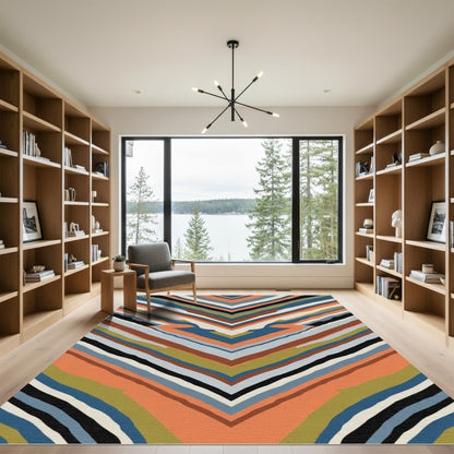 Warm Toned Chevron Stripe Accent Rug
