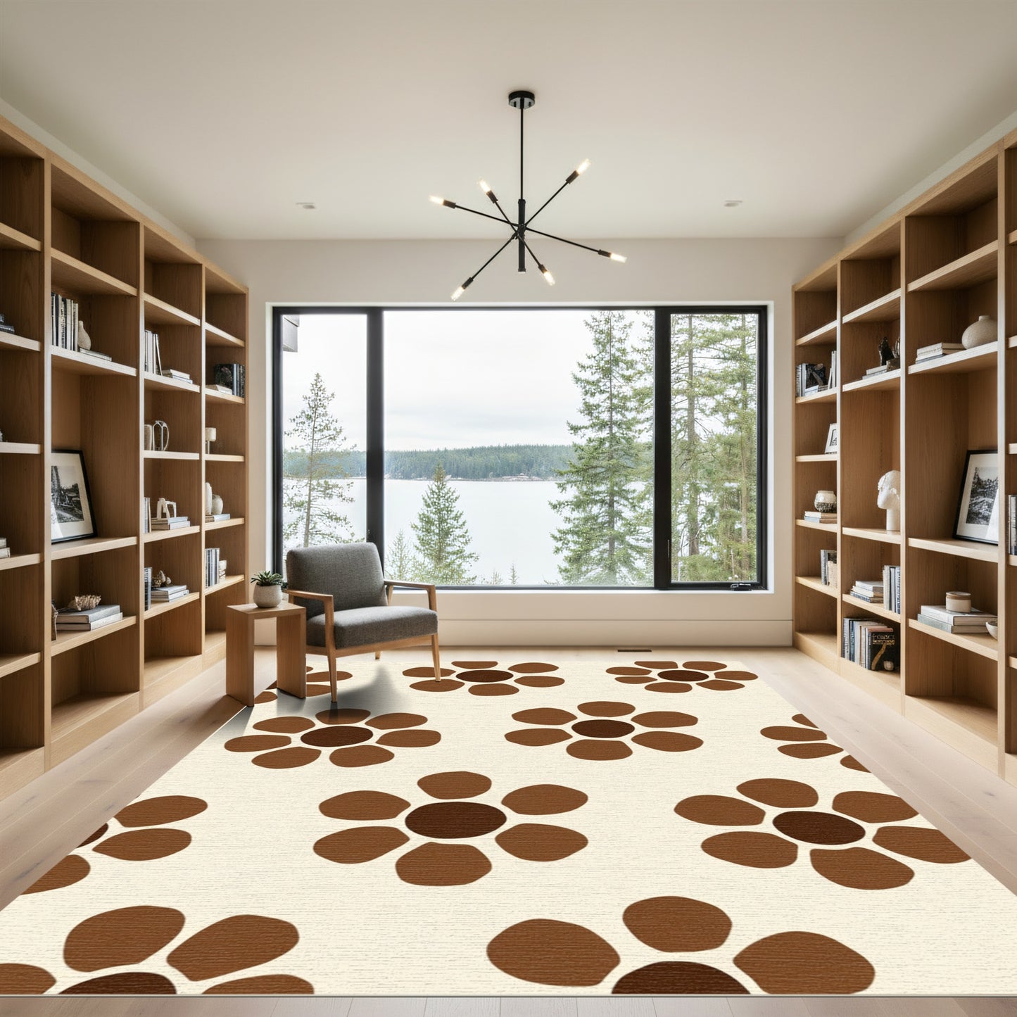 Retro Brown Flower Scatter Rug