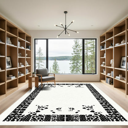 Monochromatic Abstract Speckled Border Rug