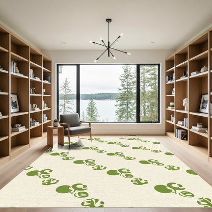 Green Cherry Branch Diagonal repeat Rug
