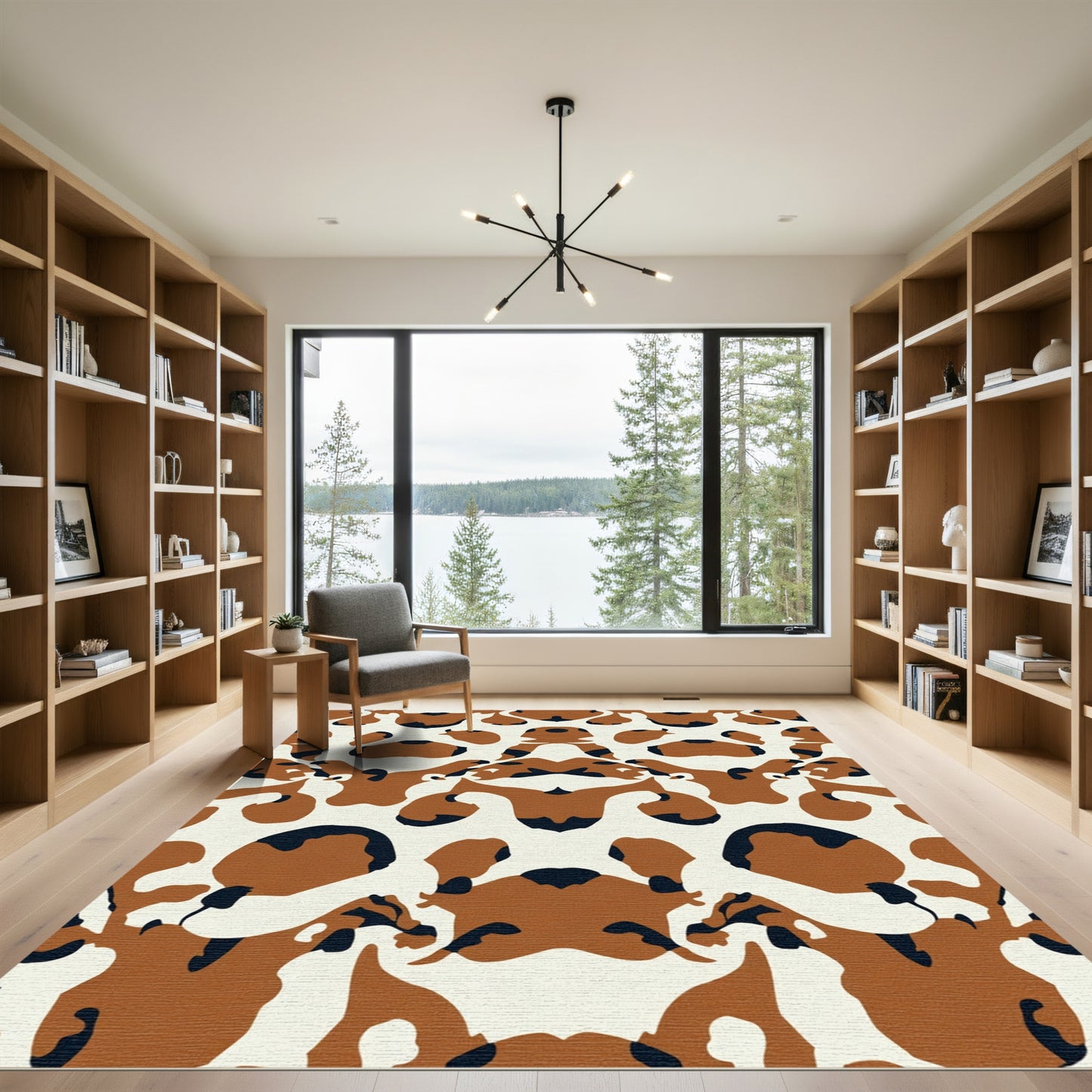 Brown Black Color Block Abstract Rug