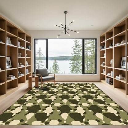 Olive Camouflage Splatter Blends Rug