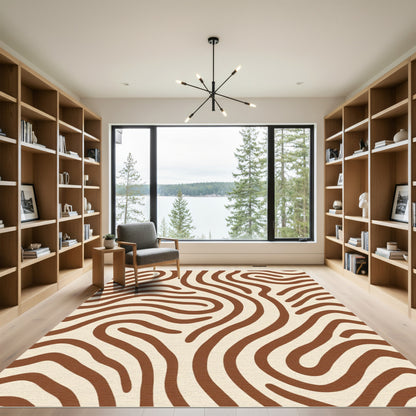 Cream Brown Organic Swirl Rug