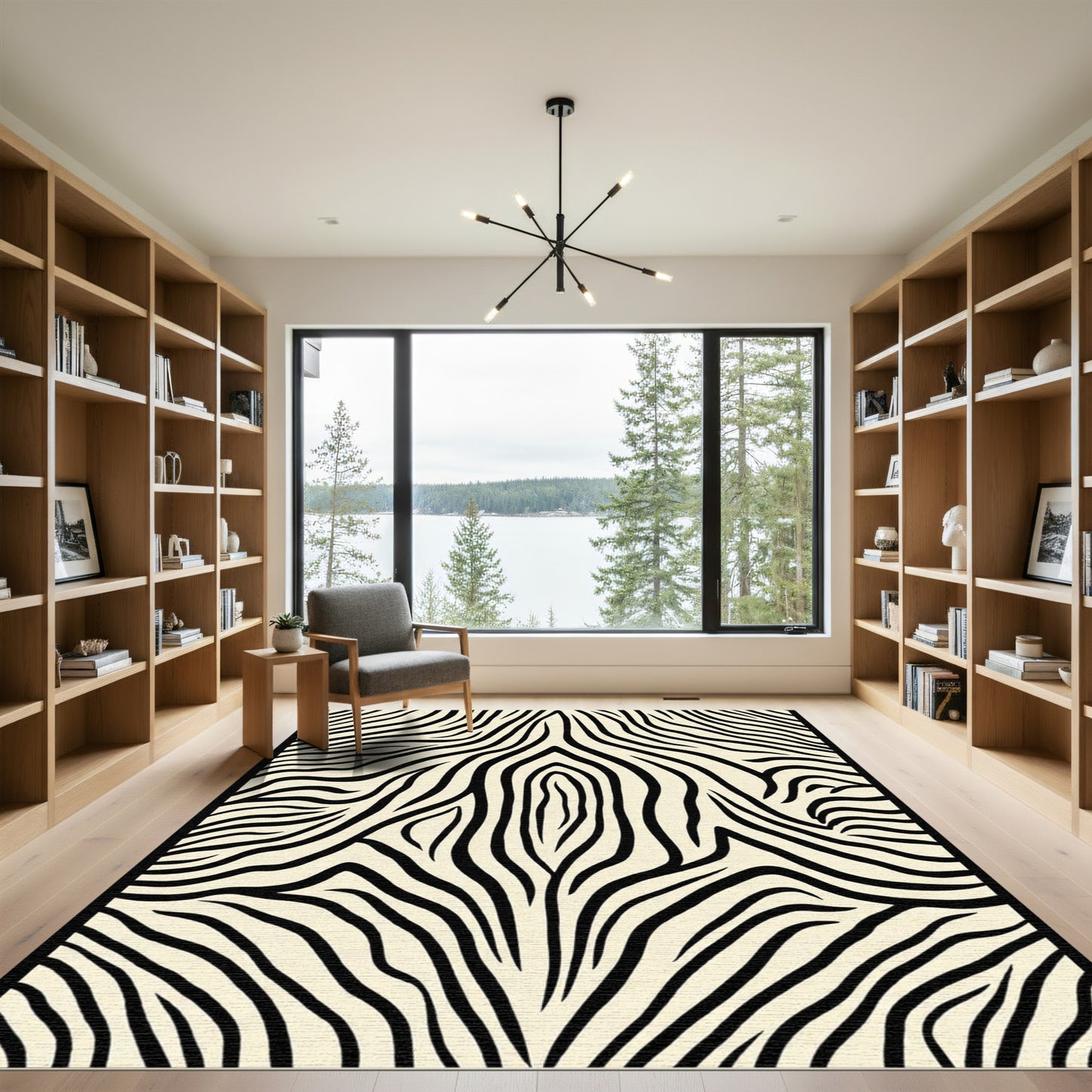 Bold Black Creme Zebra Stripes Rug