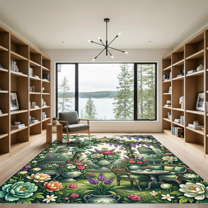 Floral Garden Birdcage Chinoiserie Rug