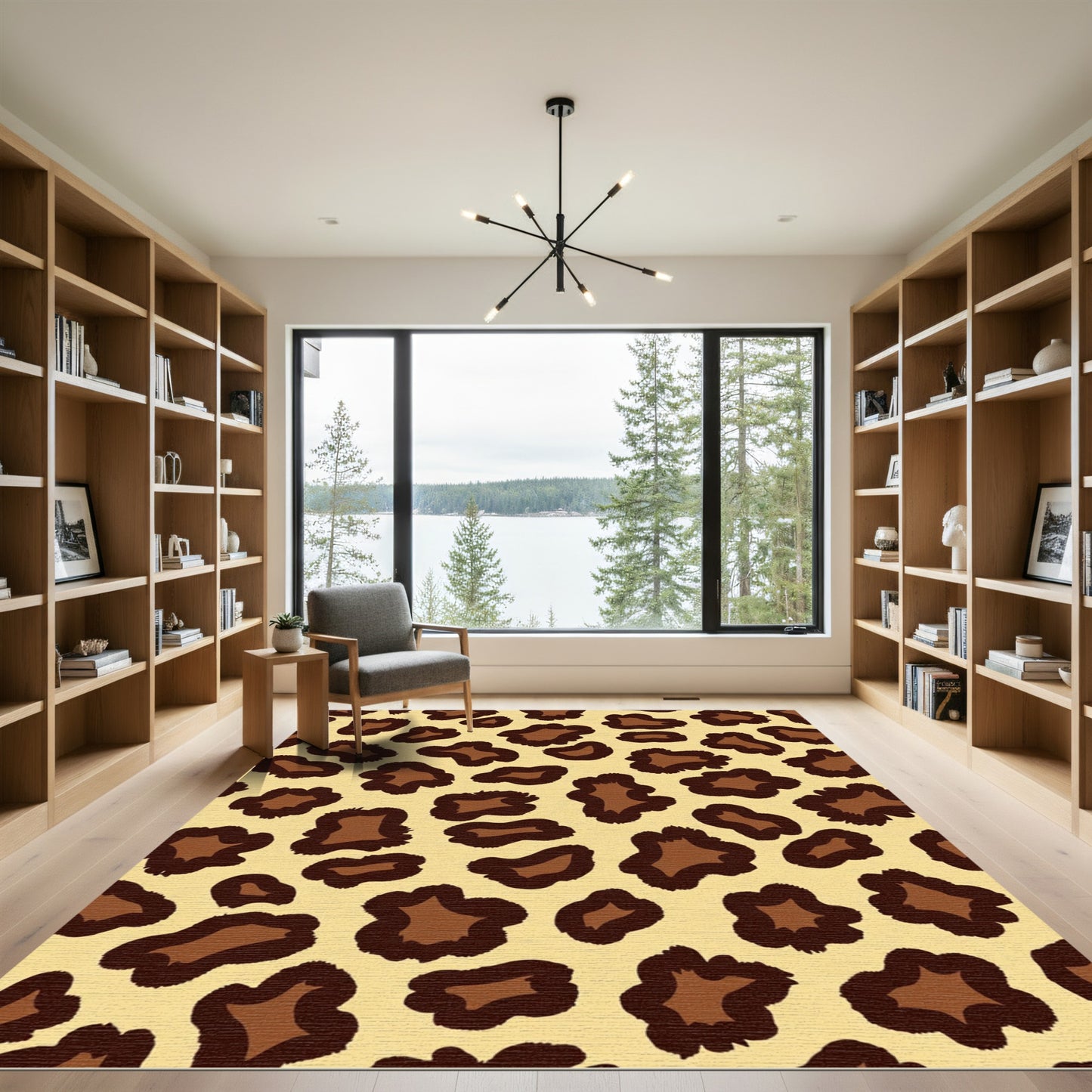 Golden Brown Spots Animal Print Rug