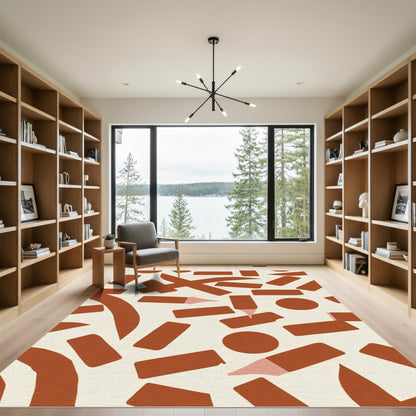 Terracotta Abstract Brushstroke Confetti Rug