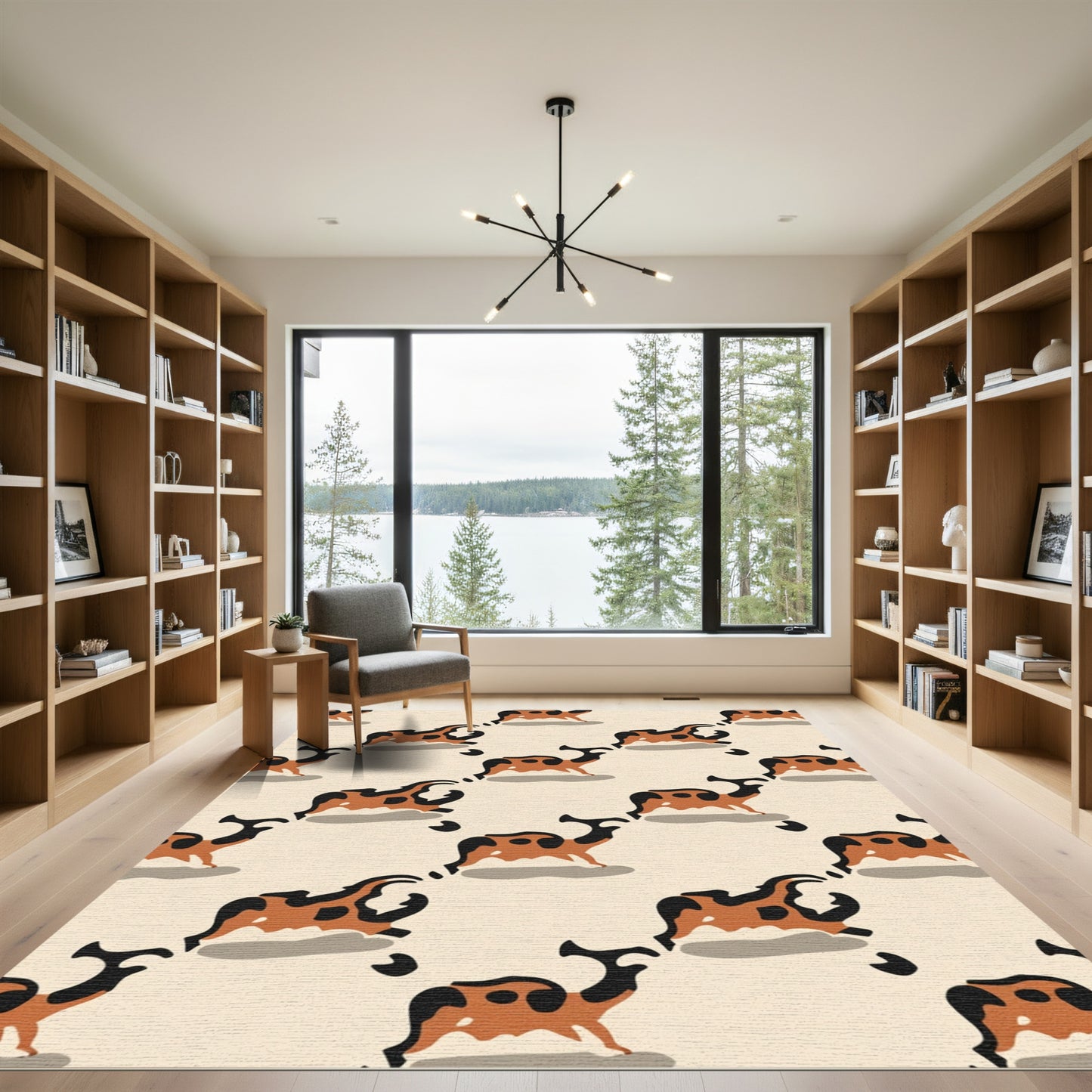 Orange Black Camel Abstract Kilim Pattern Rug