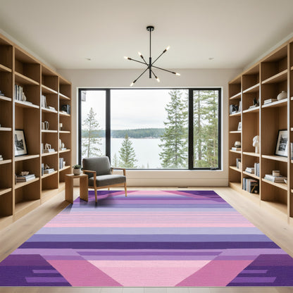 Lavender Purple Geometric Gradient Stripes Rug