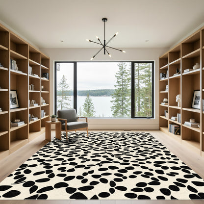 Cream Black Pebble Scatter Rug