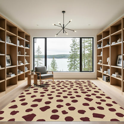 Crimson Scatter Spot Field Rug
