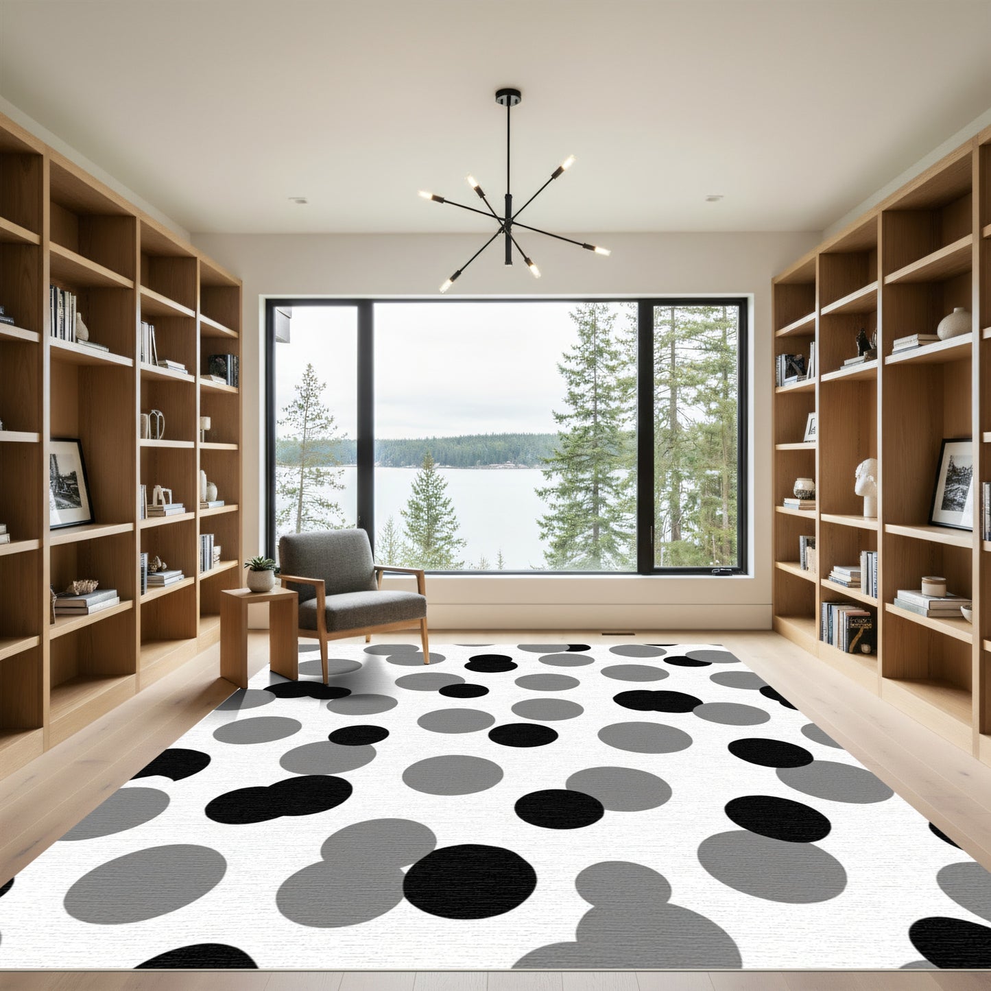 Black Gray Polka Dot Medley Rug