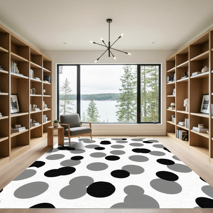 Black Gray Polka Dot Medley Rug