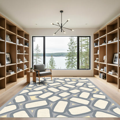 Gray Yellow Pillow Stack Rug
