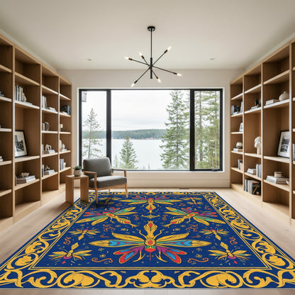 Colorful Dragonfly Garden Border Rug
