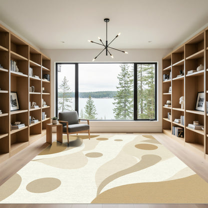 Brown Beige Abstract Organic Shapes Rug