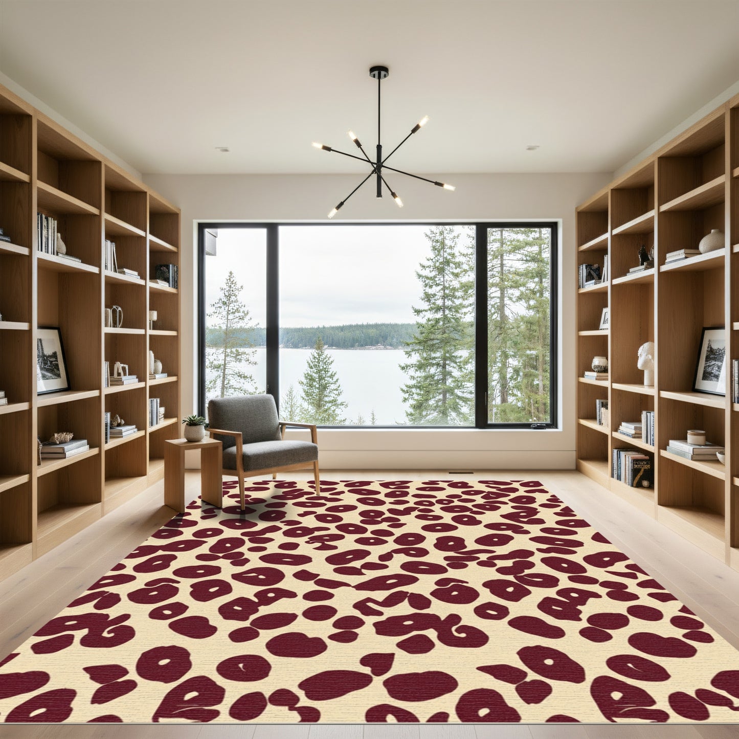 Rich Brown Circles Classic Animal Print Rug
