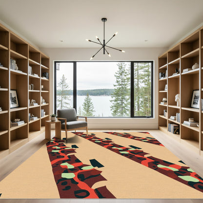 Abstract Red Orange Organic Flow Rug