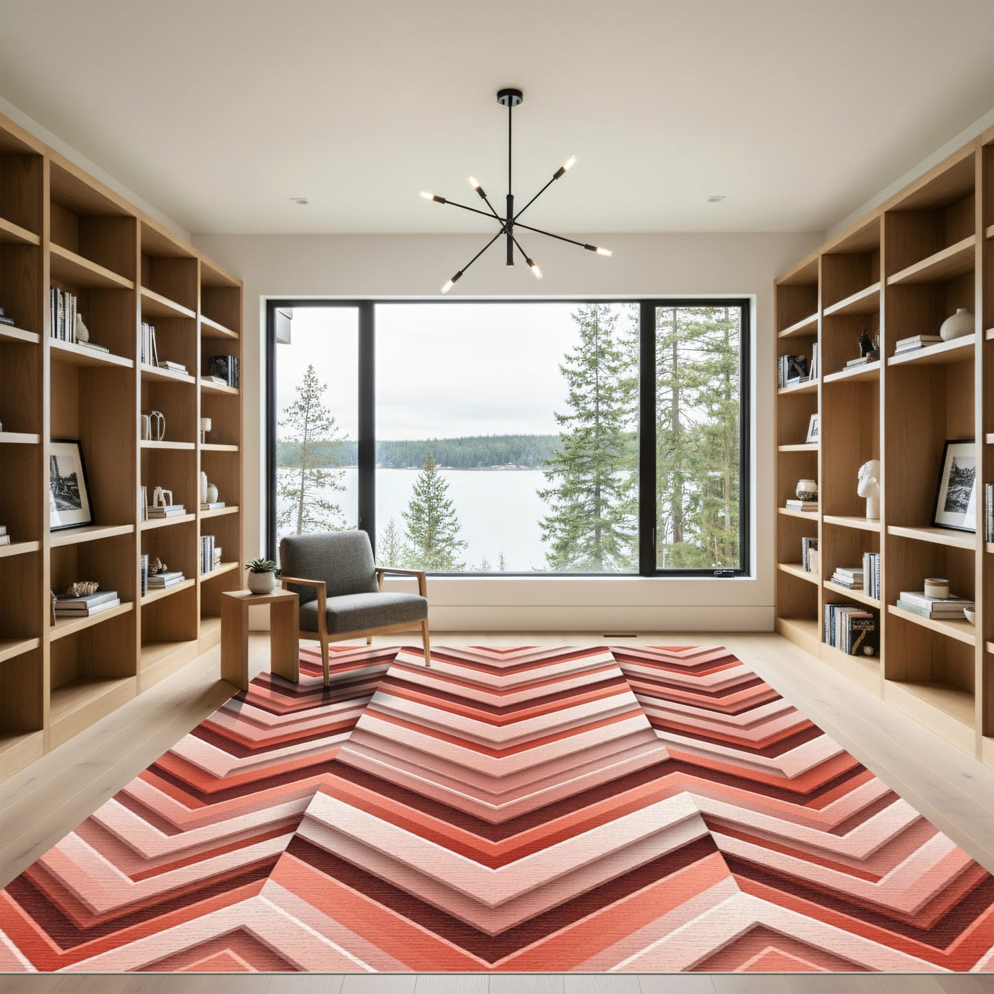 Terracotta Chevron Layered geometric Rug
