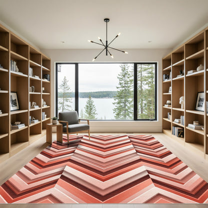Terracotta Chevron Layered geometric Rug