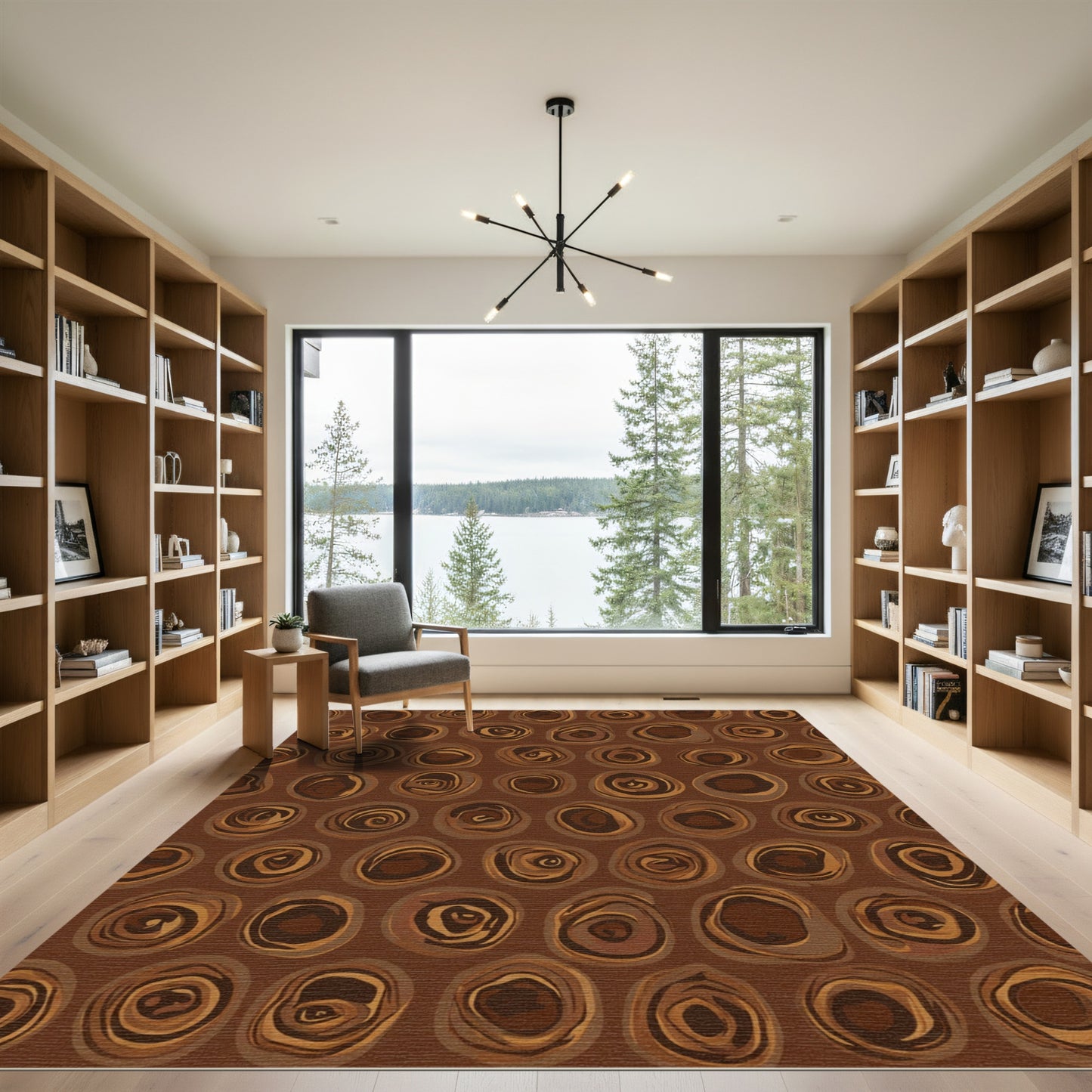 Rustic Earthy Swirls Brown Rug