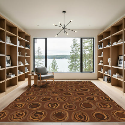 Rustic Earthy Swirls Brown Rug