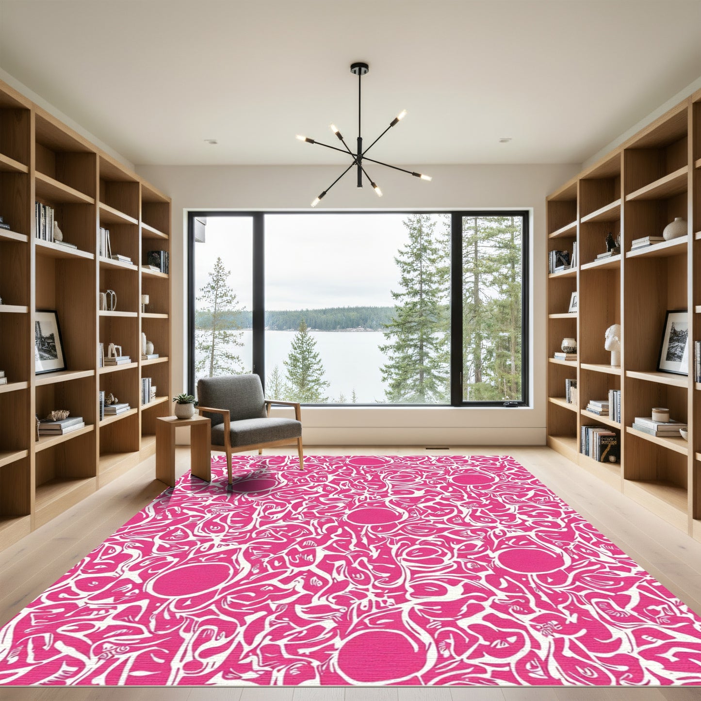 Vibrant Pink Organic Swirl Rug