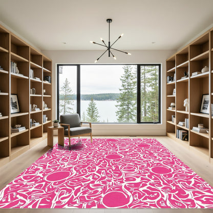 Vibrant Pink Organic Swirl Rug
