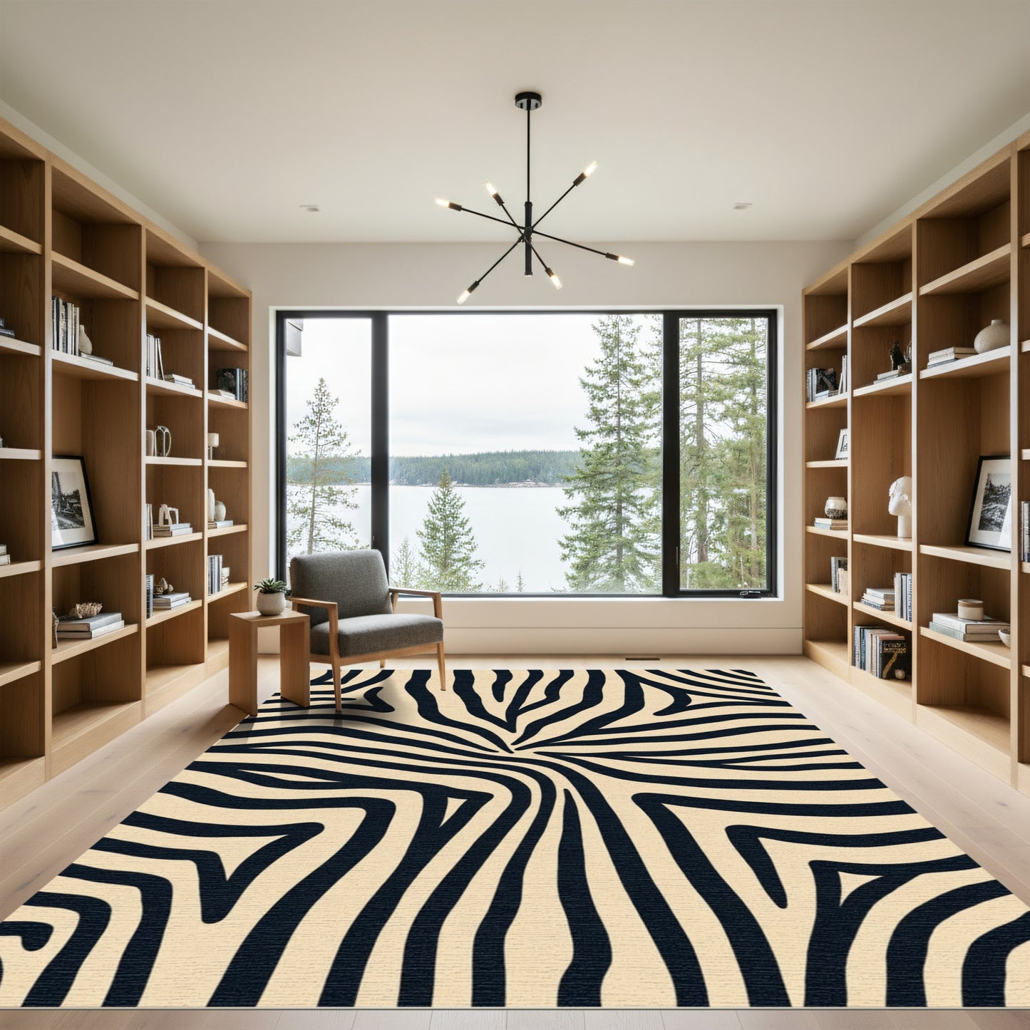 Bold Black Zebra Print Rug