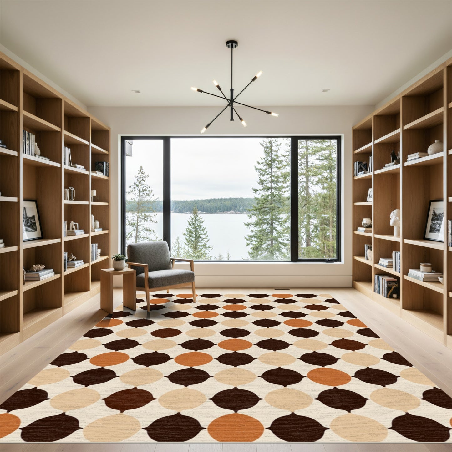 Retro Polka Dot Circles Earthy Tones Rug