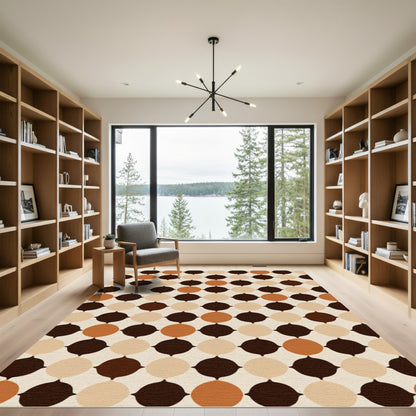 Retro Polka Dot Circles Earthy Tones Rug