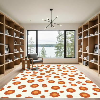 Burnt Orange Flower Scatter Rug