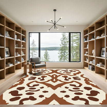 Retro Ochre Tribal Scroll Rug