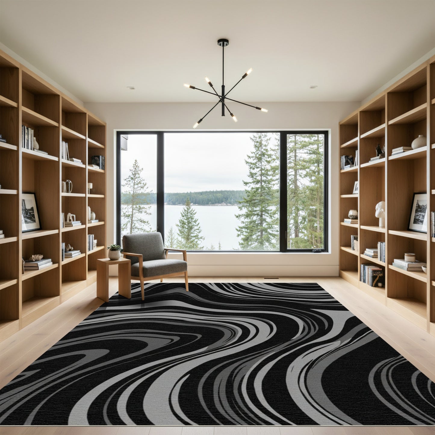 Gray Swirling Abstract Marble Rug