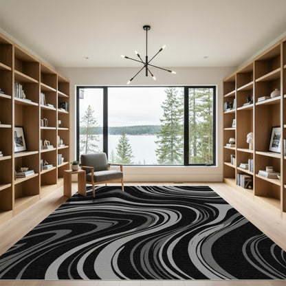 Gray Swirling Abstract Marble Rug
