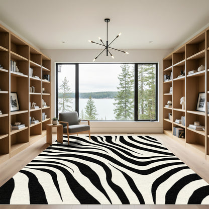 Cream Black Zebra Stripe Rug