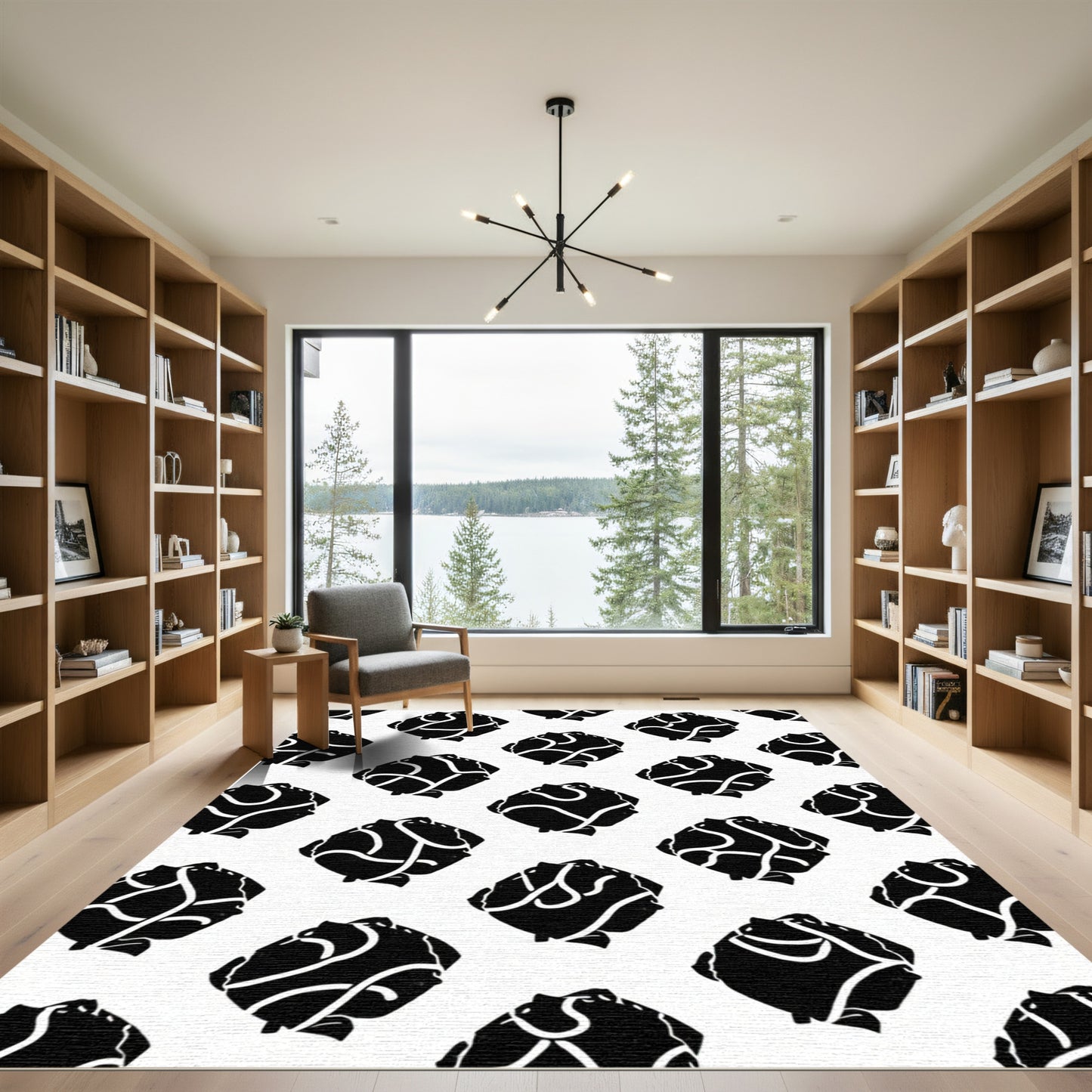 Black White Organic Organic Rhombus Rug