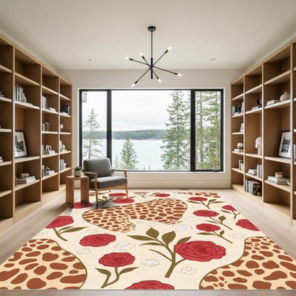 Red Rose Giraffe Spots Rug