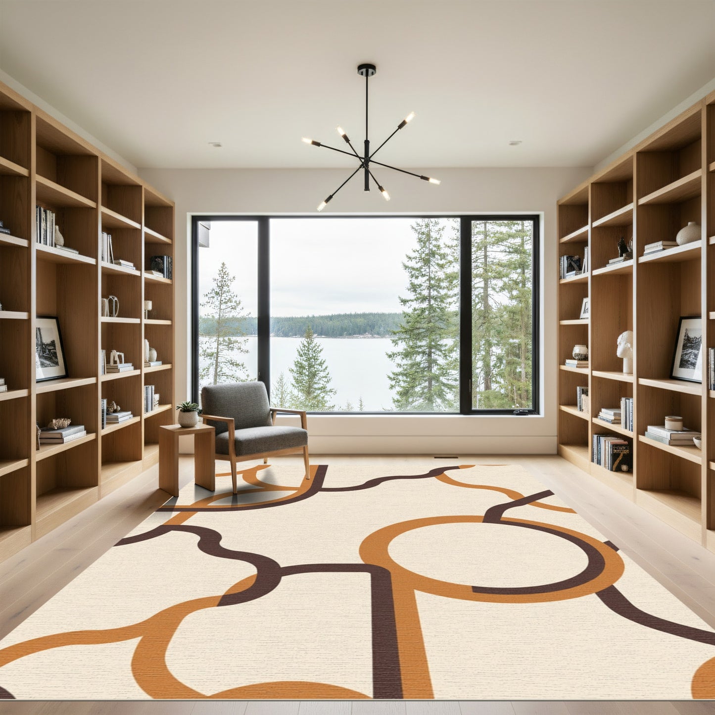 Caramel Woven Interlocking Organic Lines Rug
